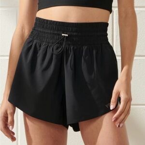 Abercrombie & Fitch Black Athletic Shorts High-Waisted Relaxed Fit